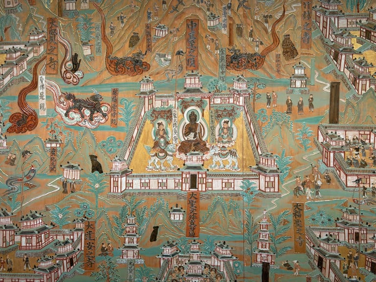 敦煌莫高窟第220窟药师经变图的高清壁画复制品